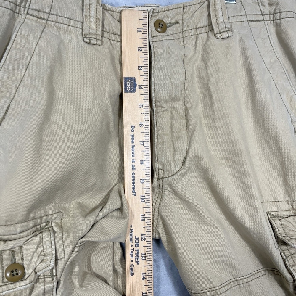 Hollister Y2K Cargo Shorts Mens 36 Beige Baggy Khaki Button Fly Canvas Pockets - Picture 6 of 11